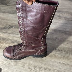 Custom Made Knee High Leather Boots Made In Colombia Burgundy Men’s 10.5”
